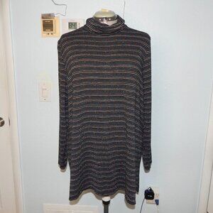 Lane Bryant Plus Size 18 20 Black Rainbow Sparkly Striped Glitter Sweater Blouse